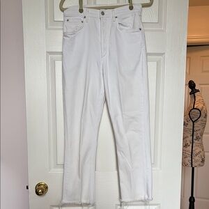 Agolde White Ankle Cropped Jeans
